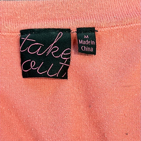 Take Out Women’s Crop Coral Colored Sweater - Picture 2 of 6